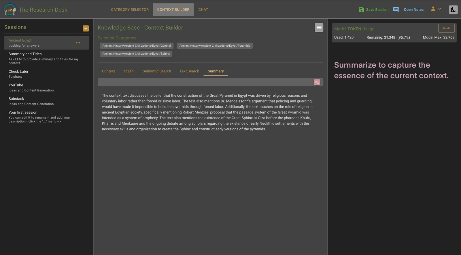 Context Summary Interface